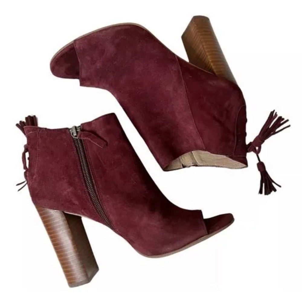 Halogen Suede Open Toe Booties